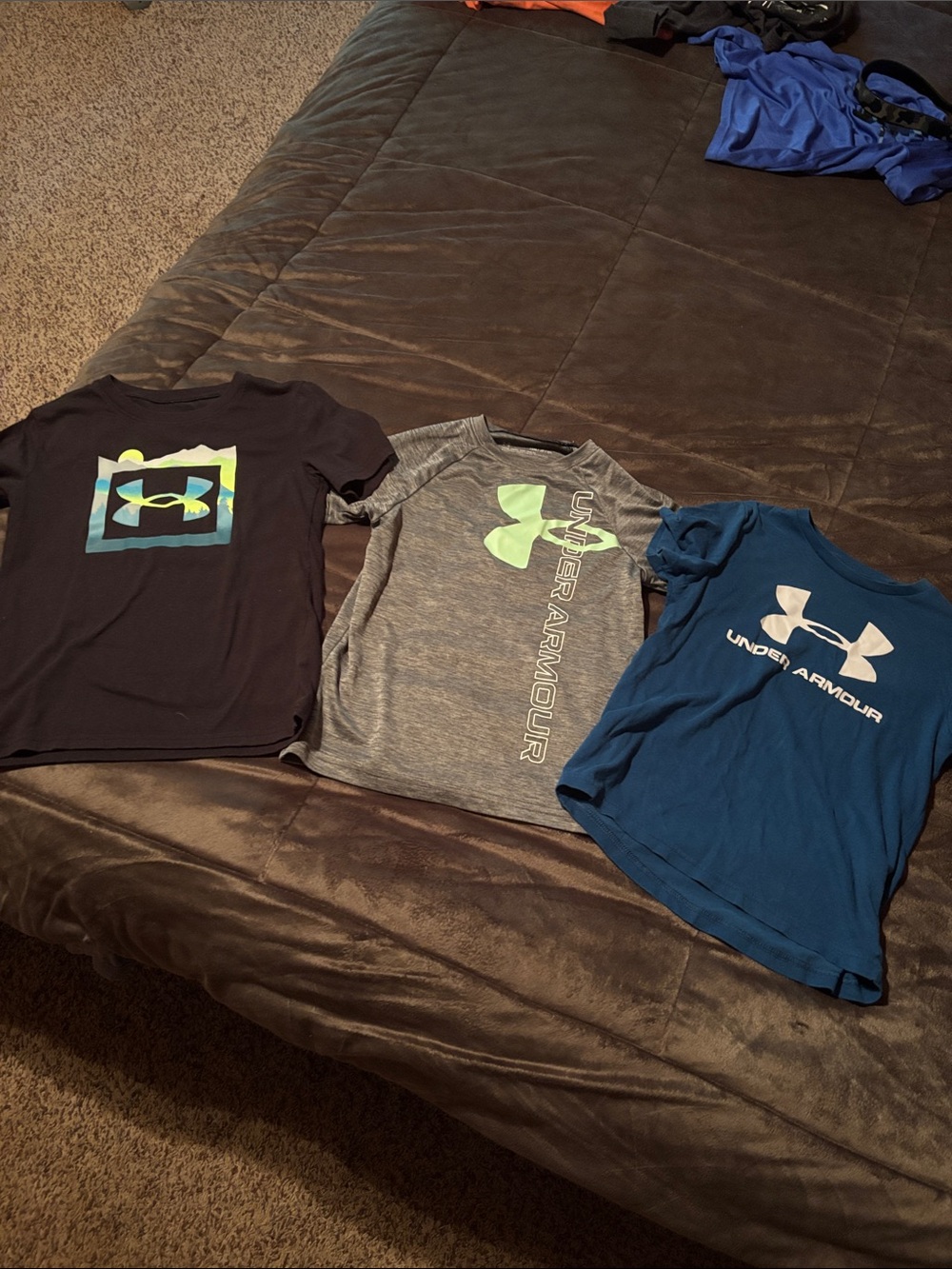 Under Armour Kids' Short Sleeve Logo Tees- Blue/Gray/Black